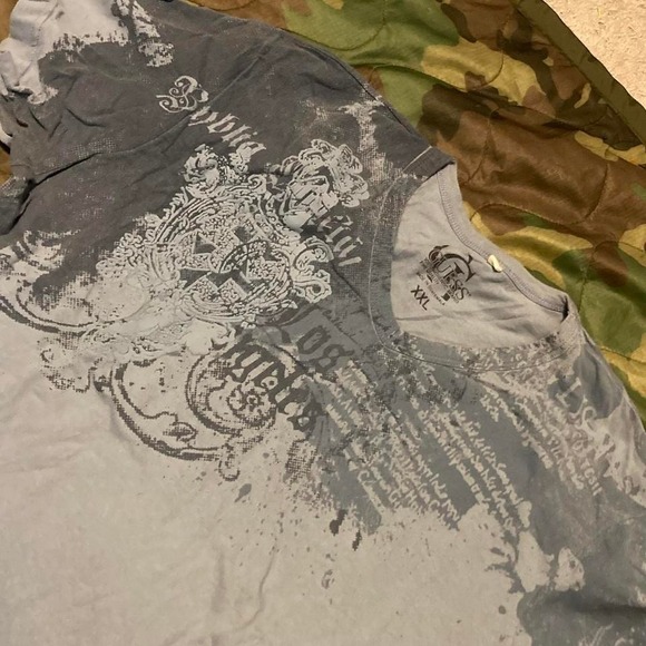 Guess jeans y2k style v-neck tee powder blue cotton grunge size XXL/22.5 - Picture 3 of 8